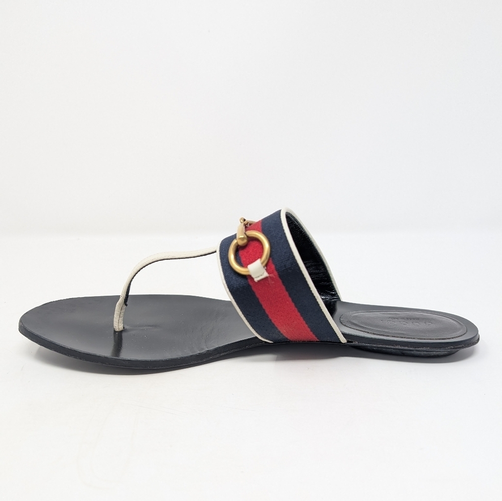 Gucci Horse Bit Thong Sandals Flip Flops White Leather Size 40 - Picture 4 of 11